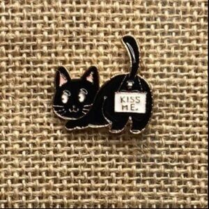 Black Cat Butt Kiss Me Sign Enamel Pin